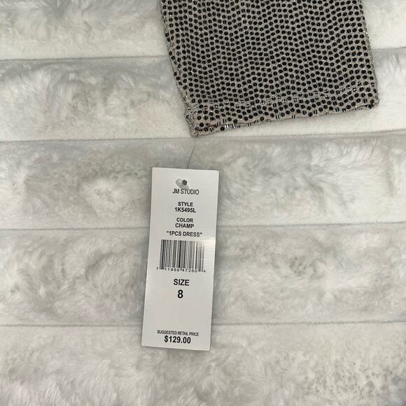 John Meyer JM Studio Dress Womens 8 Silver Sequin Party Cocktail Popover - Picture 12 of 16